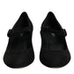 Dolce & Gabbana Black Suede Leather Block Heels Pumps Shoes