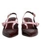 Dolce & Gabbana Pink Maroon Leather Kitten Heels Slingbacks Shoes