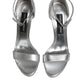 Dolce & Gabbana Silver Leather Platform Keira Sandals Shoes