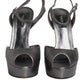 Dolce & Gabbana Silver Leather Platform Heels Sandals Shoes