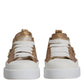 Dolce & Gabbana Gold White Logo Low Top Sneakers Shoes