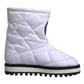 Dolce & Gabbana White Viscose Padded Mid Calf Boots Shoes