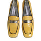 Dolce & Gabbana Yellow Leather Logo Plaque Slip On Mocassin Shoes