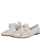 Dolce & Gabbana White Ribbon Fabric Ballerina Flats Shoes