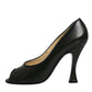 Dolce & Gabbana Green Leather Peep Toe Heels Pumps Shoes