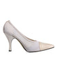 Dolce & Gabbana White Beige Leather High Heels Pumps Shoes