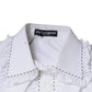 Dolce & Gabbana White Cotton Long Sleeves Ruffle Collar Top