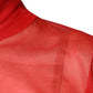 Dolce & Gabbana Red Mesh Turtleneck Long Sleeve Blouse Top