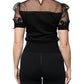 Dolce & Gabbana Black Floral Lace Short Sleeves Blouse Top