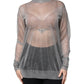 Dolce & Gabbana Grey Mesh Turtleneck Long Sleeve Blouse Top