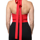 Dolce & Gabbana Red Viscose Sleeveless Halter Cropped Tank Top