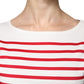 Dolce & Gabbana White Red Stripes Cotton Long Sleeves Top