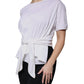 Dolce & Gabbana White Cotton Silk Round Neck Wrap Blouse Top