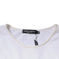 Dolce & Gabbana White Cotton Silk Round Neck Wrap Blouse Top