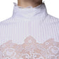 Dolce & Gabbana White Cotton Lace Trim Turtleneck Blouse Top