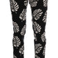 Dolce & Gabbana White Black Leaf Cotton Stretch Slim Pants
