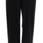 Dolce & Gabbana Black Wool Stretch Crystal Pants