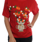 Dolce & Gabbana Red Silk Orange Vase Crystal Top