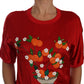 Dolce & Gabbana Red Silk Orange Vase Crystal Top