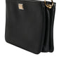 Dolce & Gabbana Black Grain Leather Logo Plaque Clutch Bag