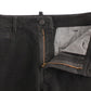 GF Ferre Black Corduroy Cotton Straight Fit Pants