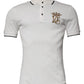 Dolce & Gabbana Off White Crown Cotton Collared Polo T-shirt