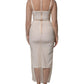 Dolce & Gabbana White Sheer Tulle Bustier Bodycon Midi Dress