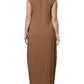 Fabiana Filippi Brown Sleeveless Deep V-neck A-line Long Maxi Dress