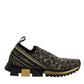 Dolce & Gabbana Gold Glitter Leopard Sorrento Sneakers Shoes