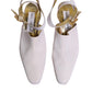 Dolce & Gabbana Off White Block Heel Slingback Sandals Shoes
