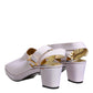 Dolce & Gabbana Off White Block Heel Slingback Sandals Shoes