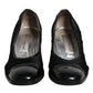 Dolce & Gabbana Black Leather Block Heels Pumps Shoes