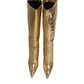 Dolce & Gabbana Gold Leather Stiletto Heels High Boots Shoes