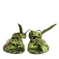 Dolce & Gabbana Green Animal Print Ankle Wrap Sandals Shoes