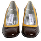 Dolce & Gabbana Yellow Brown Leather Block Heel Pumps Shoes