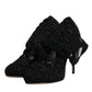 Dolce & Gabbana Black Tulle Stretch Heels Mid Calf Boots Shoes