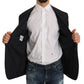 Dolce & Gabbana Gray Striped Wool Jacket Coat Slim Blazer