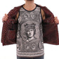Dolce & Gabbana Bordeaux Leather Boxer Print Jacket Coat