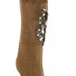 Dolce & Gabbana Gold Stretch Floral Clear Crystal Stocking Socks