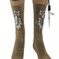 Dolce & Gabbana Gold Stretch Floral Clear Crystal Stocking Socks