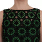 Dolce & Gabbana Green Floral Ricamo A-Line Shift Dress
