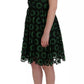 Dolce & Gabbana Green Floral Ricamo A-Line Shift Dress