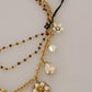 Dolce & Gabbana Gold Brass Crystal Floral Statement Charms Necklace