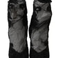 Dolce & Gabbana Black Tulle Stretch Floral Booties Shoes