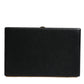 Dolce & Gabbana Black Leather Gold Frame Clutch Evening Party Purse Bag