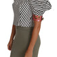 Dolce & Gabbana White Black Striped Cropped Top Puff Sleeve Shirts