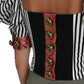 Dolce & Gabbana White Black Striped Cropped Top Puff Sleeve Shirts