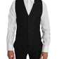 Dolce & Gabbana Black Solid Wool Silk Waistcoat Vest