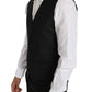 Dolce & Gabbana Black Solid Wool Silk Waistcoat Vest
