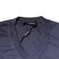 Dolce & Gabbana Gray Cashmere V-neck Men Pullover Sweater